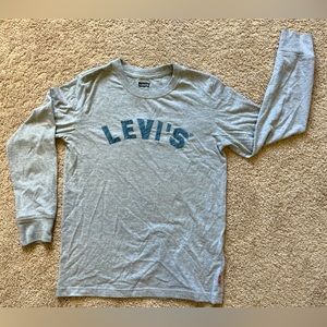 Levi’s long sleeve gray color T-shirt with blue embroider name boy size 10/12